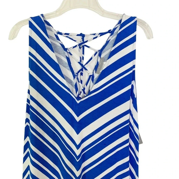 La Blanca Archistripe Swim Cover Up Maxi Dress Blue MISSING BELT Size M NWT - Picture 5 of 11